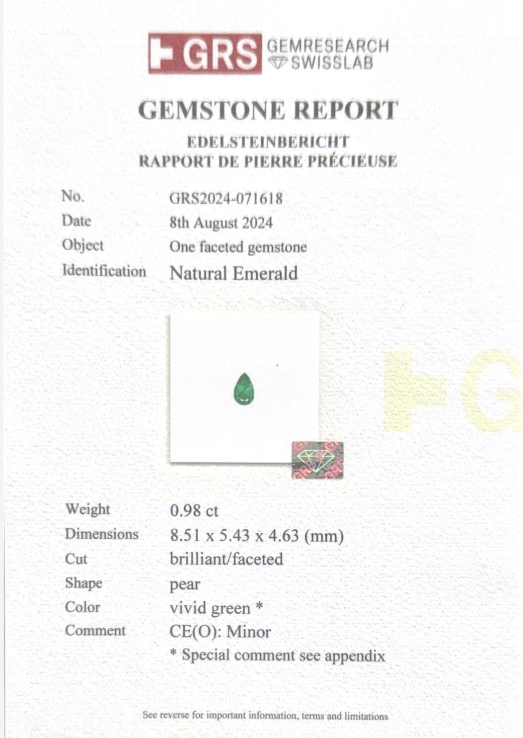 Emerald Loose / 0.98ct